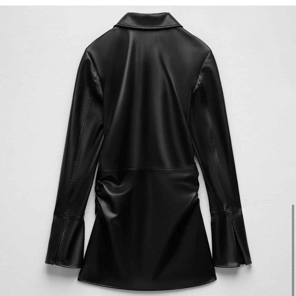 ZARA Fitted Faux Leather Overshirt - Picture 7 of 8